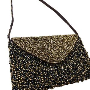 Vintage Beaded Crossbody in Gold and Black